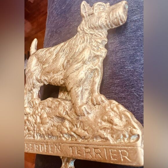 Vintage Solid Brass Door Knocker Aberdeen Terrier Dog 5.5”X4” - Picture 10 of 13